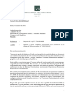 Carta A Comisión de Justicia - Proyecto de Ley. MP