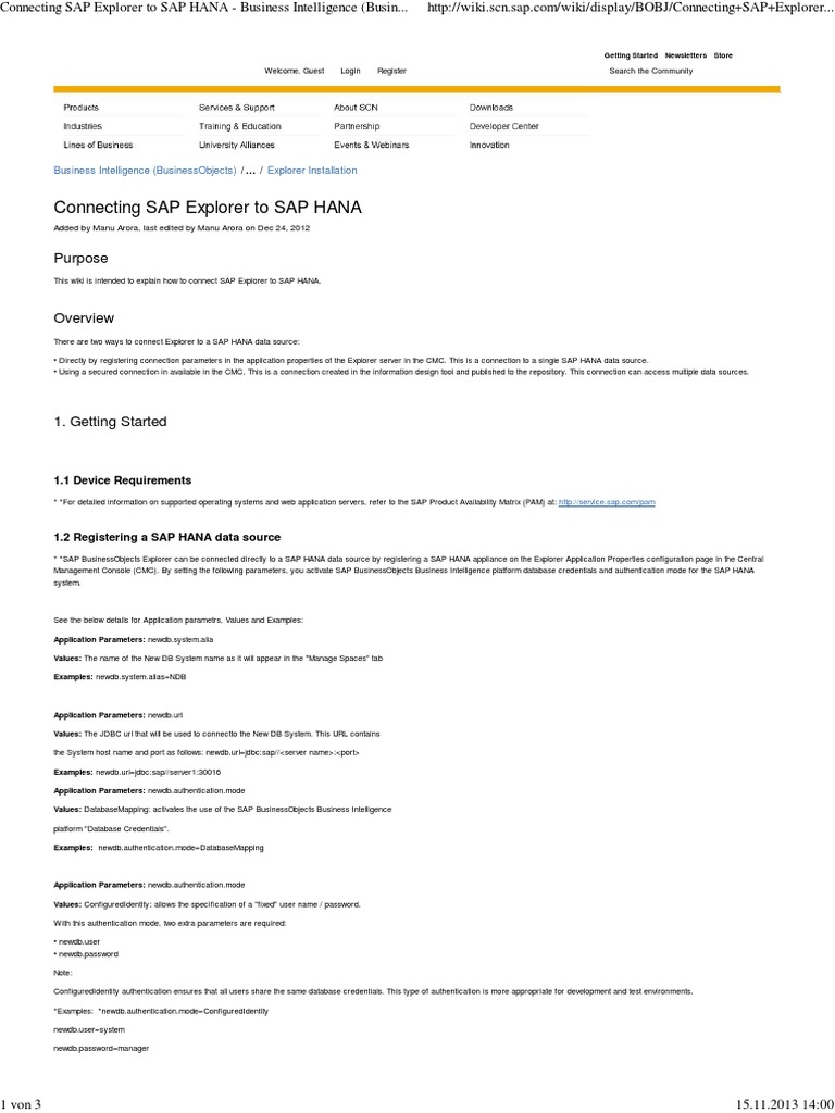 Connecting SAP BOExplorer To HANA | PDF | Sap Se | Databases