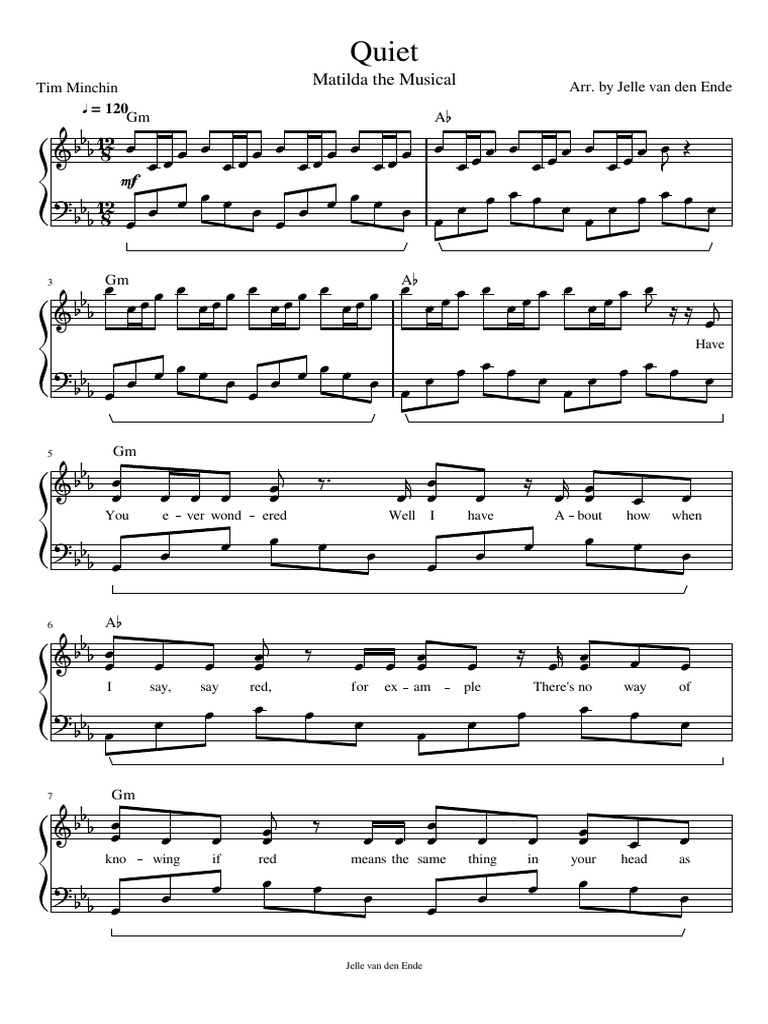 Matilda The Musical Quiet Piano Arrangement PDF Entertainment (General)