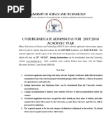 Undergraduate Admissions For 2017/2018 Academic Year: Mbeya University of Science and Technology