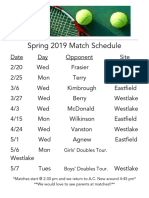 Tennismatchschedule Spring2019