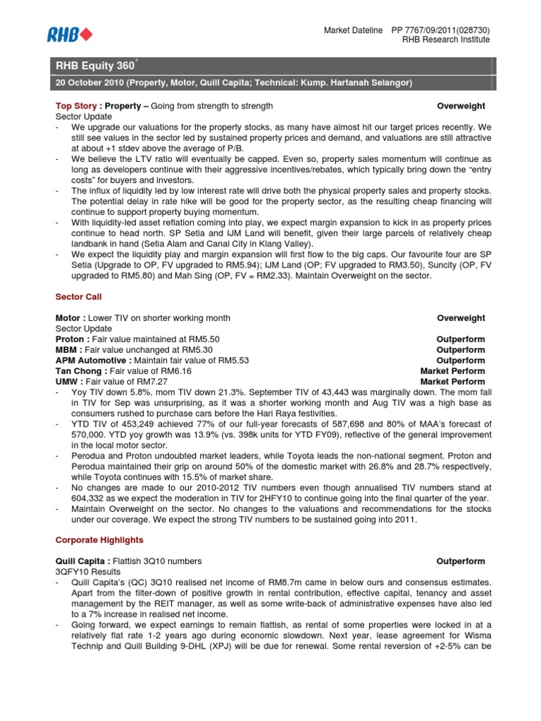 RHB Equity 360° 20 October 2010 (Property, Motor, Quill Capita