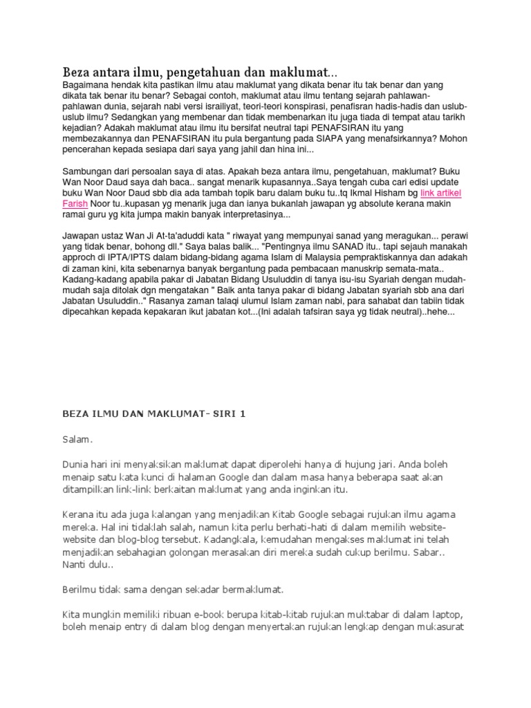 Beza Maklumat Dan Pengetahuan Pdf