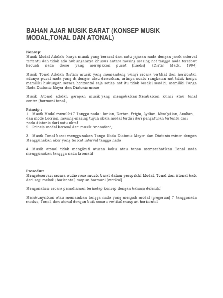 Konsep Musik Modal, Tonal, dan Atonal | PDF | Puisi