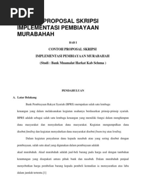Contoh Proposal Skripsi Implementasi Pembiayaan Murabahah