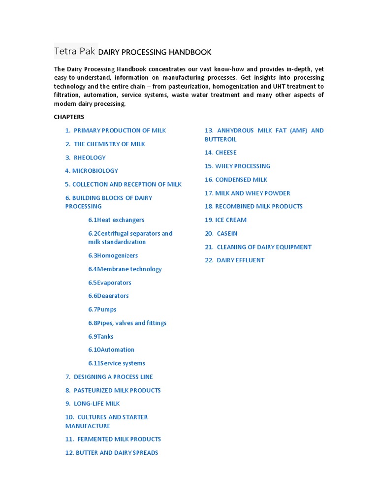Tetra Pak Dairy Processing Handbook Butter Dairy
