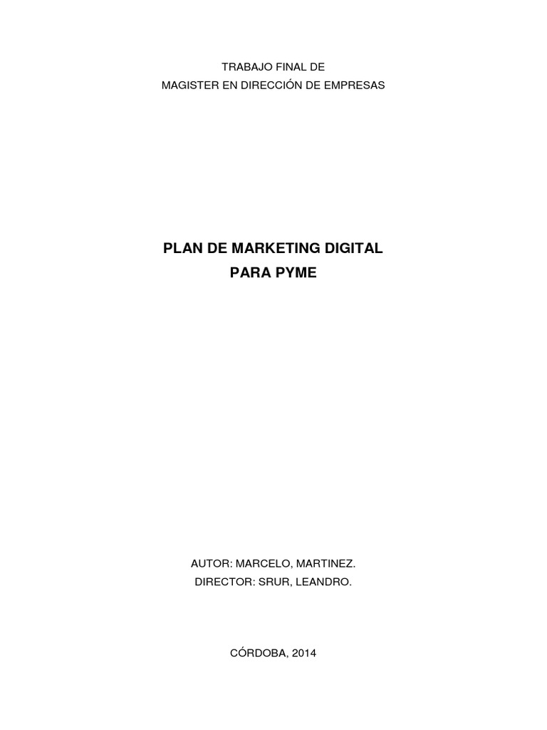 Plan de Marketing Digital para PYMEs | PDF | Posicionamiento en ...