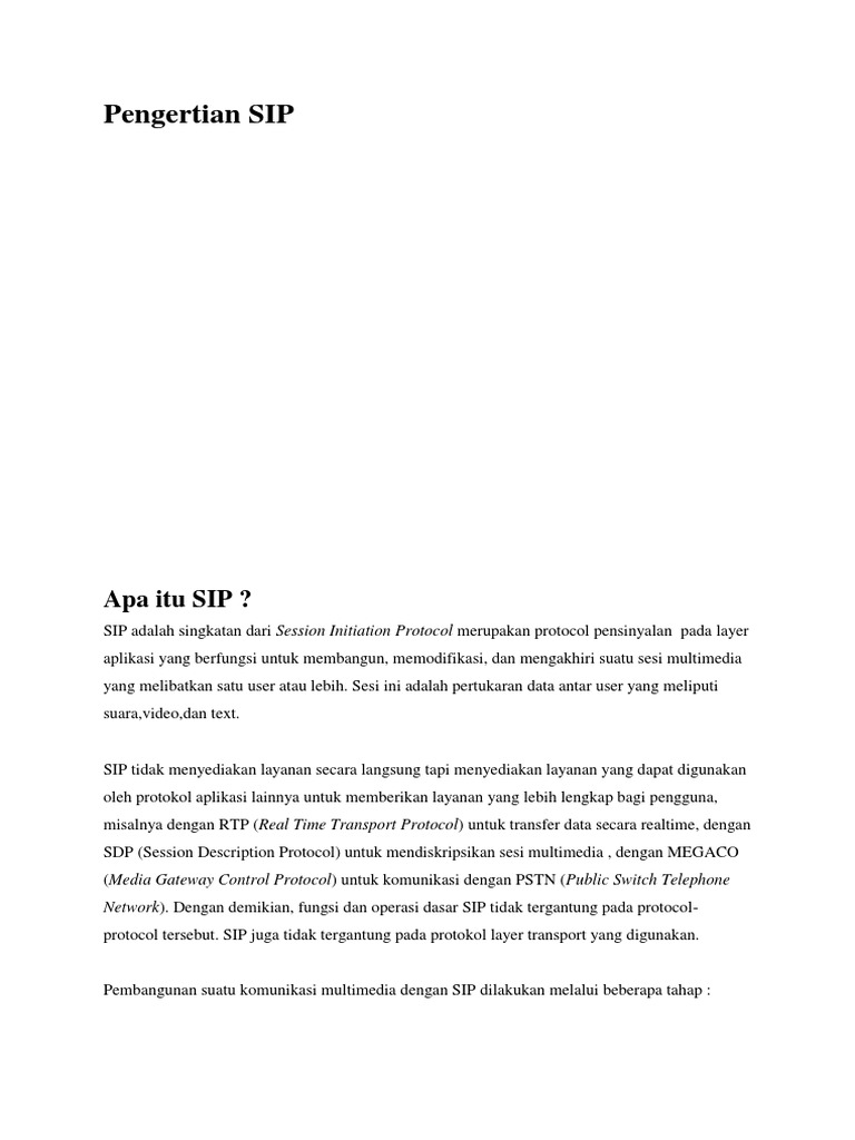 Pengertian SIP | PDF | Komputer | Teknologi & Rekayasa