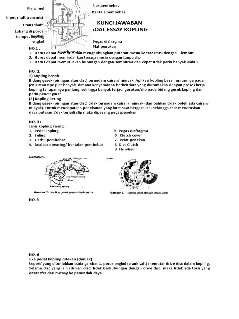 Kunci Jawaban Soal Essay Kopling Kelas Xi Tkr
