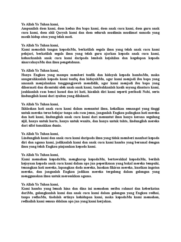 Doa Solat Hajat Untuk Peperiksaan Pdf
