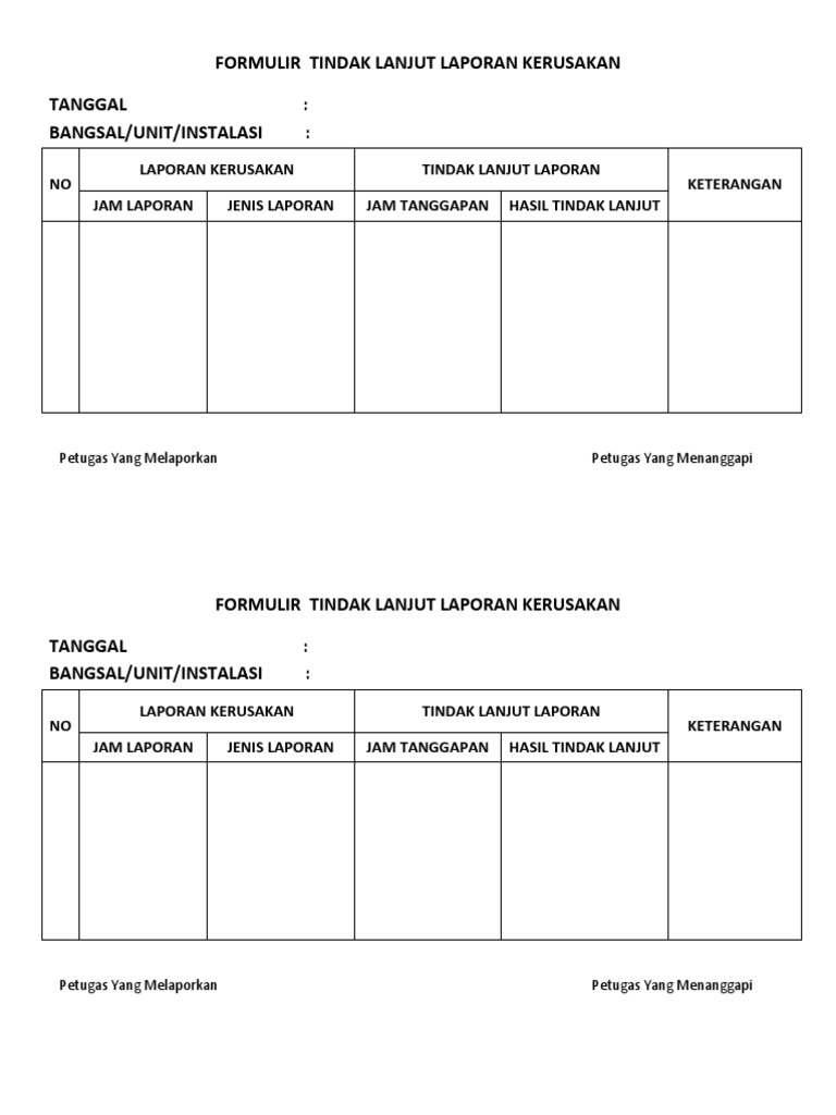 Formulir Laporan Kerusakan | PDF | Teknologi & Rekayasa