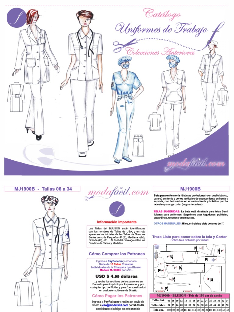 Catalogo de Moldes de Uniformes y Ropa Trabajo - Modafacil | PDF Ropa | Fashion