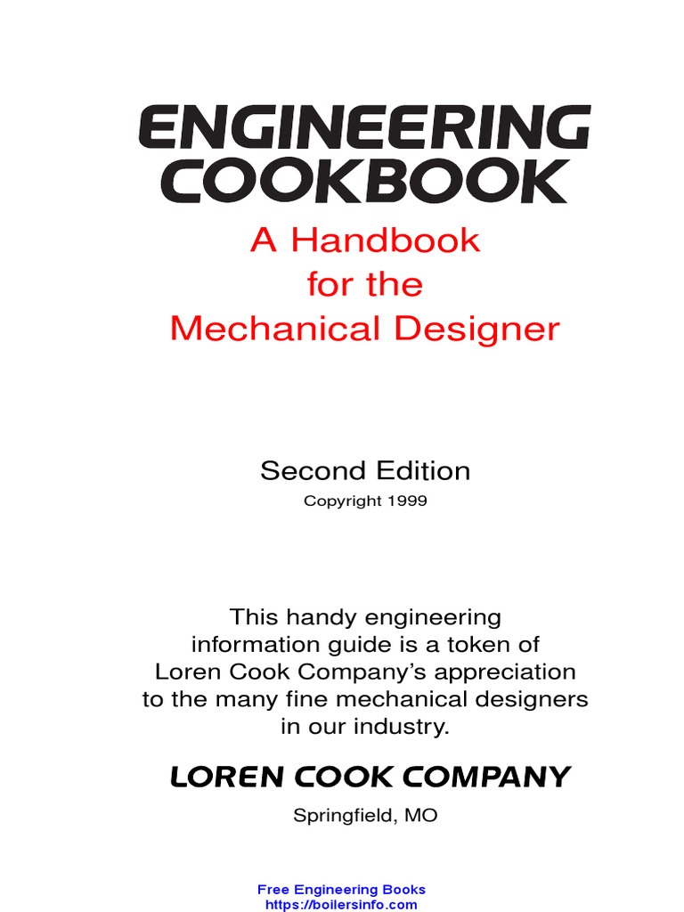 Engineering Cookbook A Handbook For The Mechanical Designer PDF