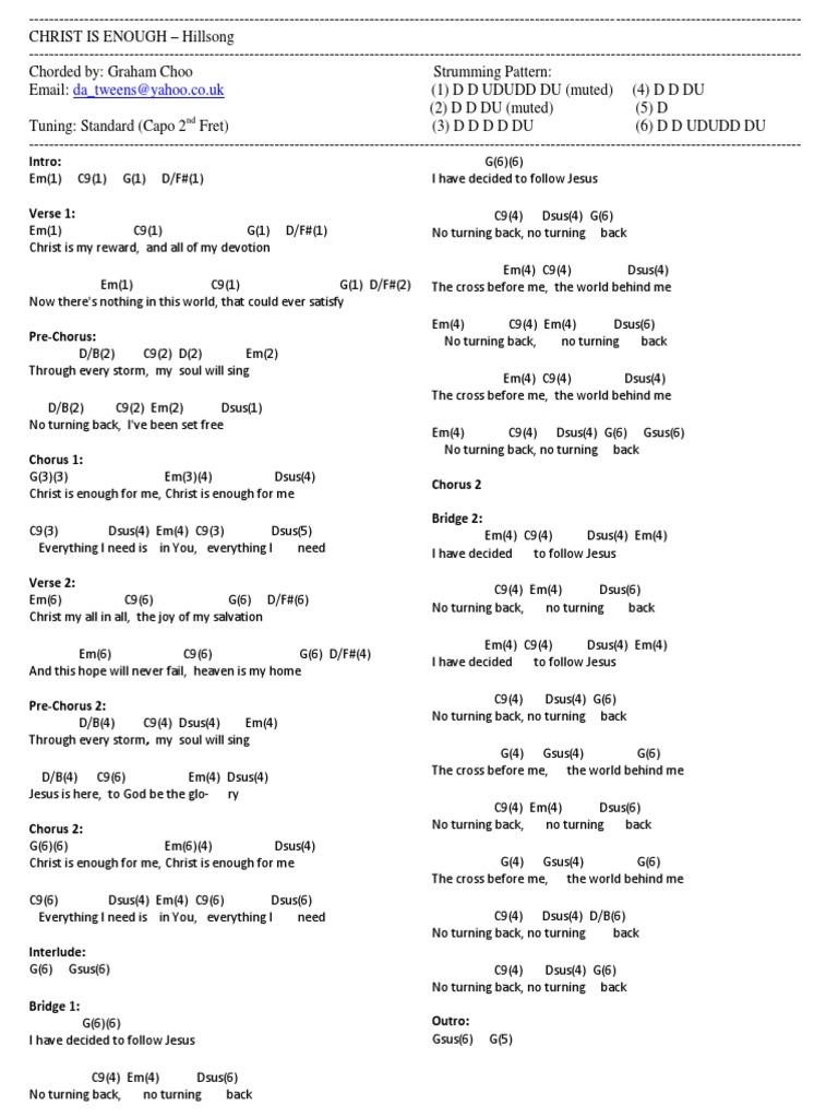 Christ Is Enough Lyrics And Chords Pdf Song Structure Religious Belief And Doctrine