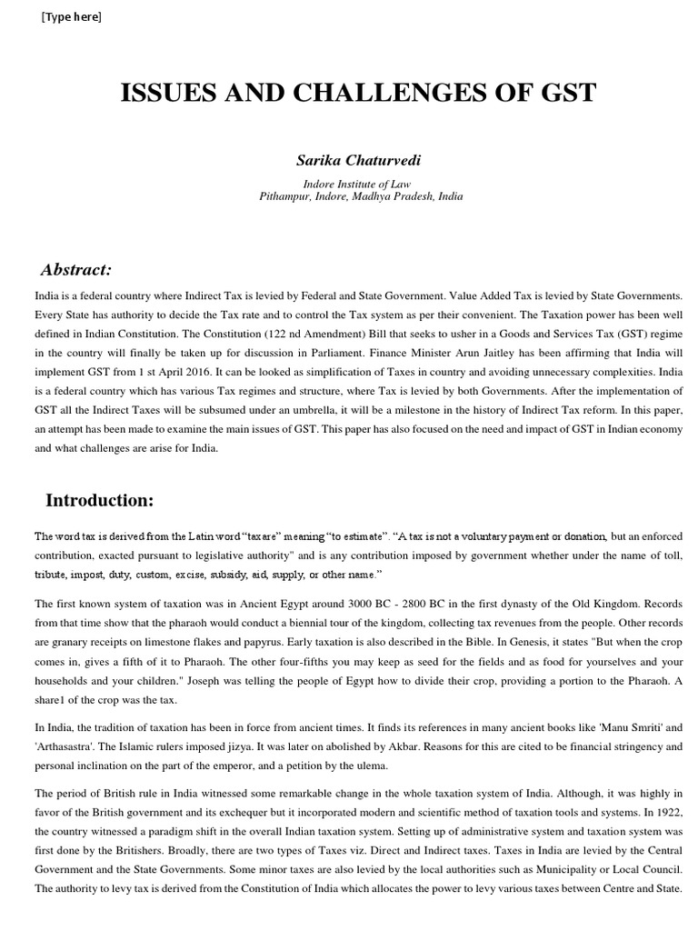 GST Issues and Challenges in India | PDF | Value Added Tax | Taxes