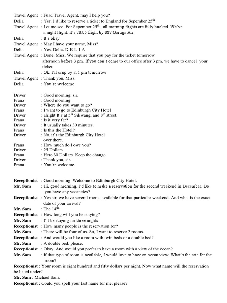 Travel Conversations and Reservations Guide | PDF | Service Industries ...