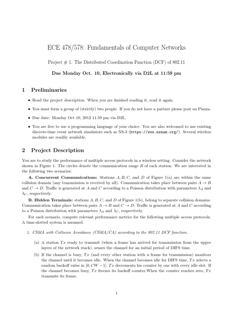 ECE 478/578: Fundamentals of Computer Networks: 1 Preliminaries | PDF ...