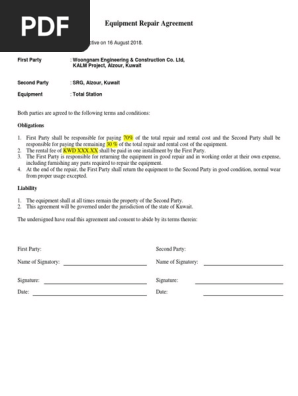 Equipment Lease Agreement