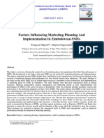 Factors Influencing Marketing Planning and Implementation in Zimbabwean Smes