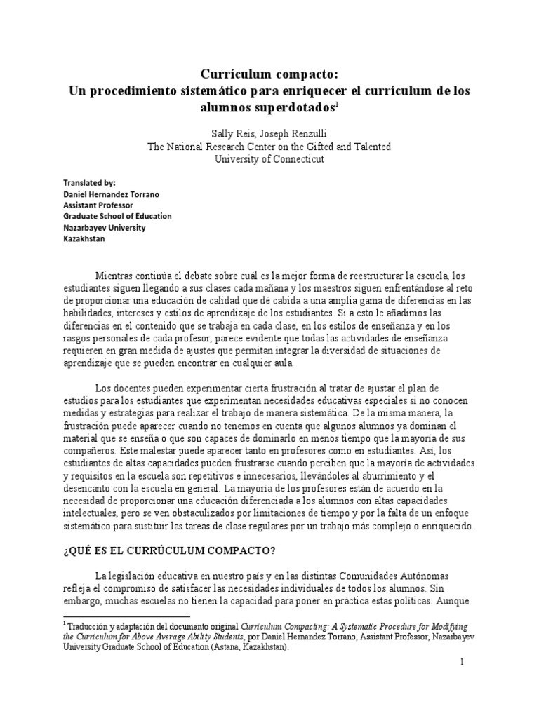 Currículum Compacto para Altas Capacidades | PDF | Plan de estudios ...