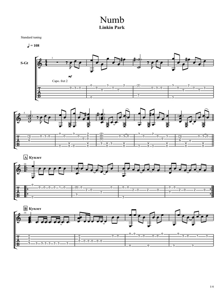 Linkin Park Numb Guitar Tabs | PDF | European Musical Instruments ...