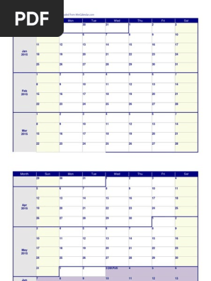 2015 Weekly Calendar