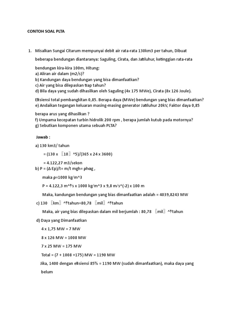 1 Contoh Soal Plta