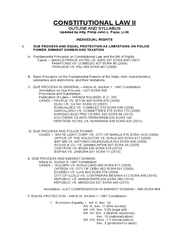 Constitutional Law II: Individual Rights Overview | PDF | Search ...