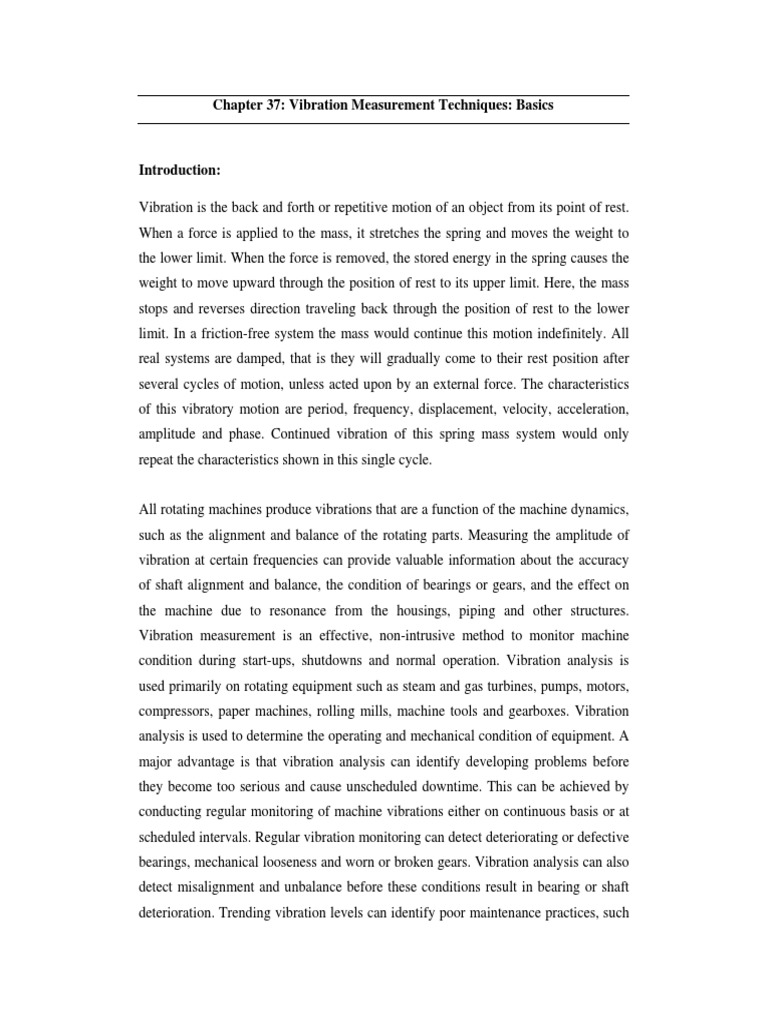 Vibration Measurement Techniques PDF | PDF
