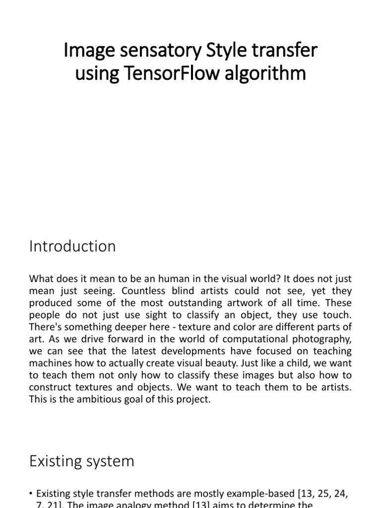Image Sensatory Style Transfer Using Tensorflow Algorithm | PDF