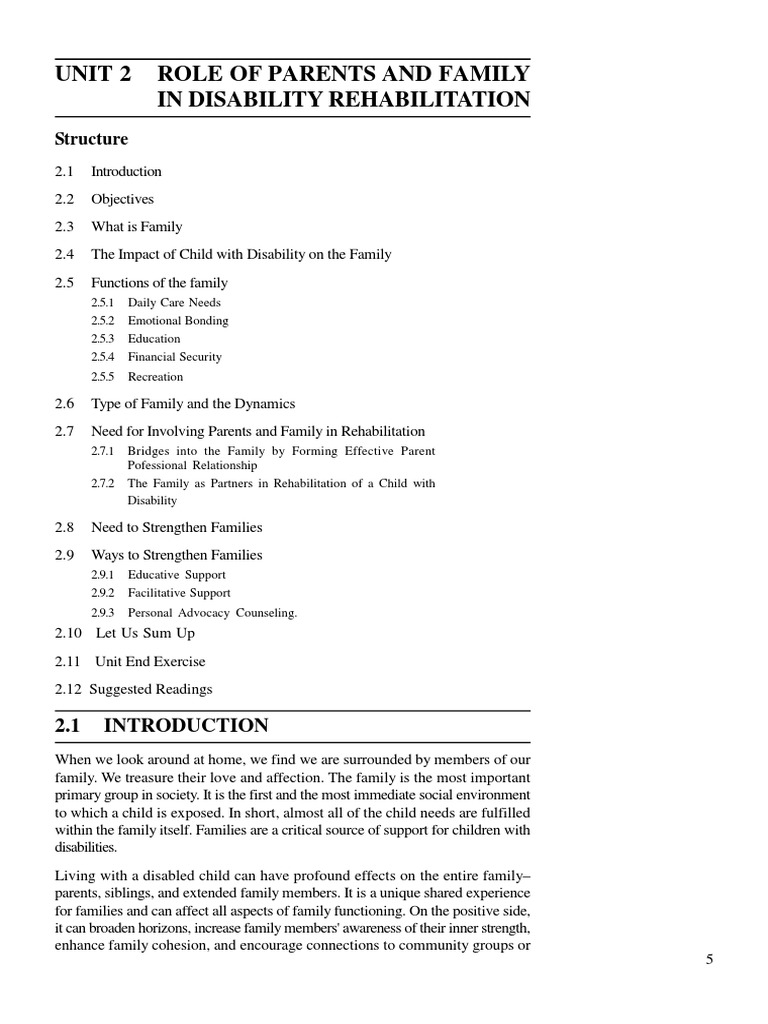 Family Roles in Disability Rehabilitation | PDF | Single Parent | Family