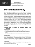 Student Health Policy: Eligibility and Enrollment For Student Health Plan Coverage