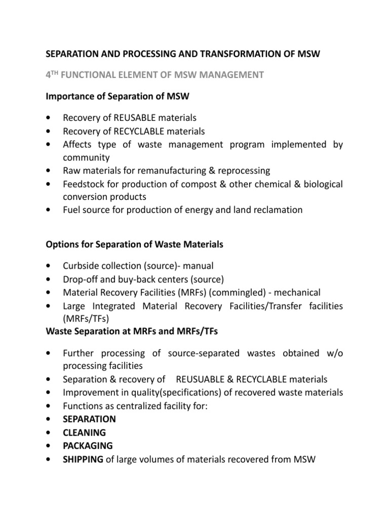 4 Functional Element of MSW Management | PDF | Municipal Solid Waste ...