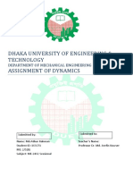 Dhaka University of Engineering & Technology Assignment of Dynamics