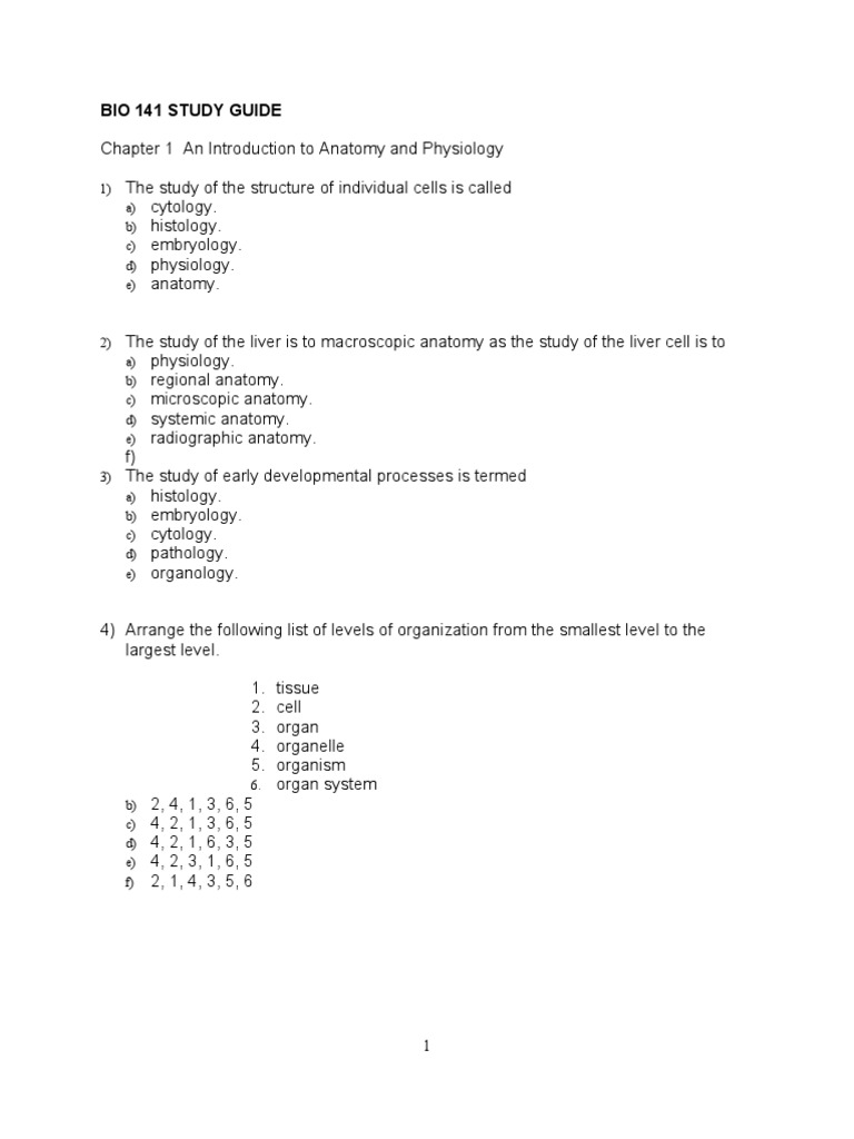 141 Study Guide CH 1 2 3 | PDF | Ion | Cell Membrane