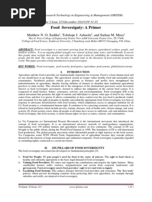 Food Sovereignty: A Primer