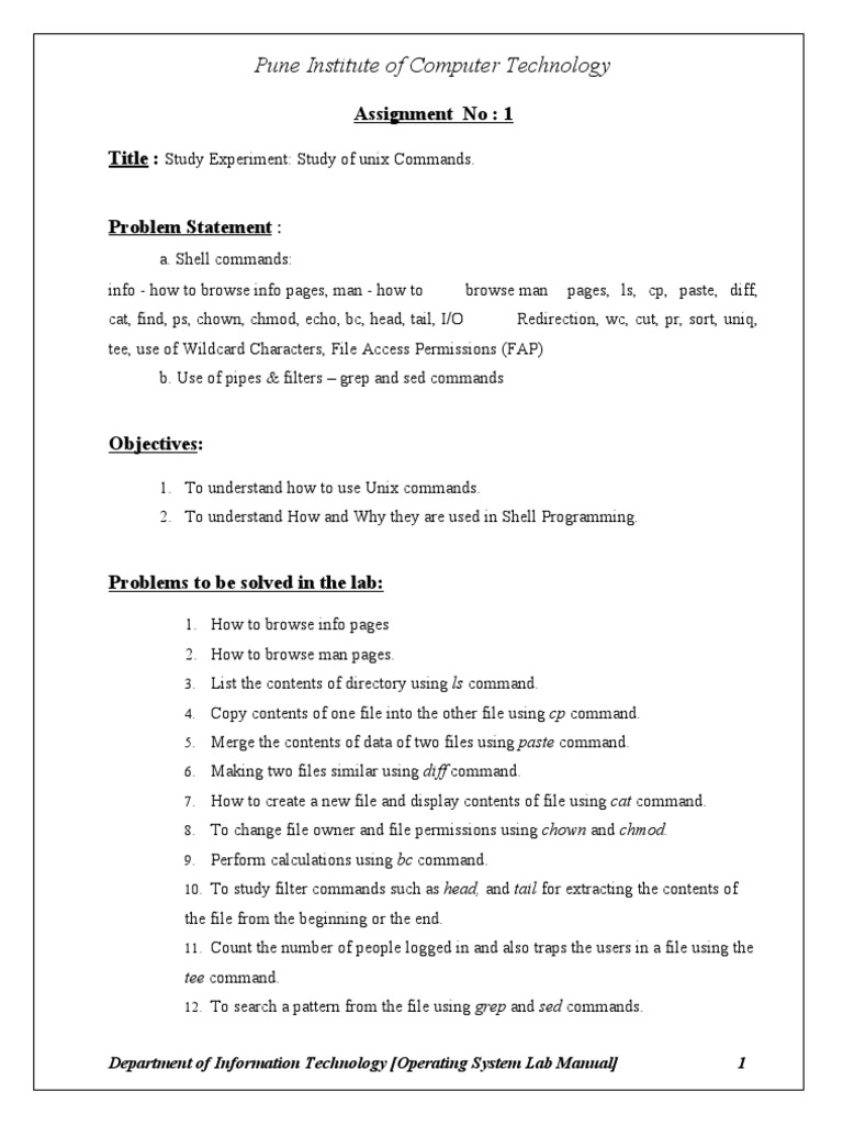 Operating System Laboratory Lab Manual PDF Command Line Interface