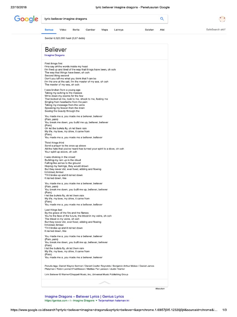 Imagine Dragons Believer Lyrics Clean Version