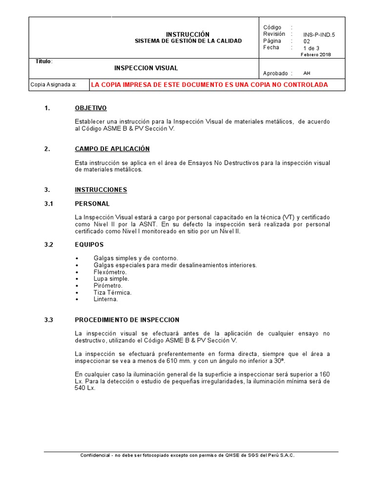 Inspección Visual | PDF | Lápiz | Fatiga (material)