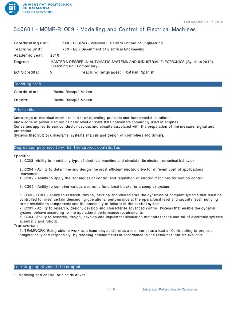 MCMER1O09 Modelling and Control of Electrical Machines PDF