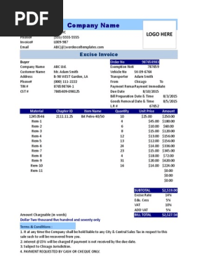 Auto Repair Invoice