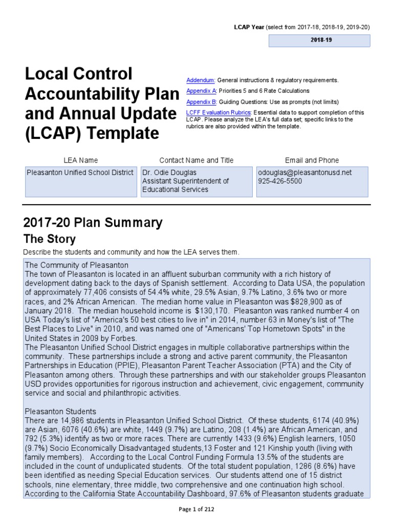 Pusd Lcap 2018-2019 | PDF | Schools | Teachers