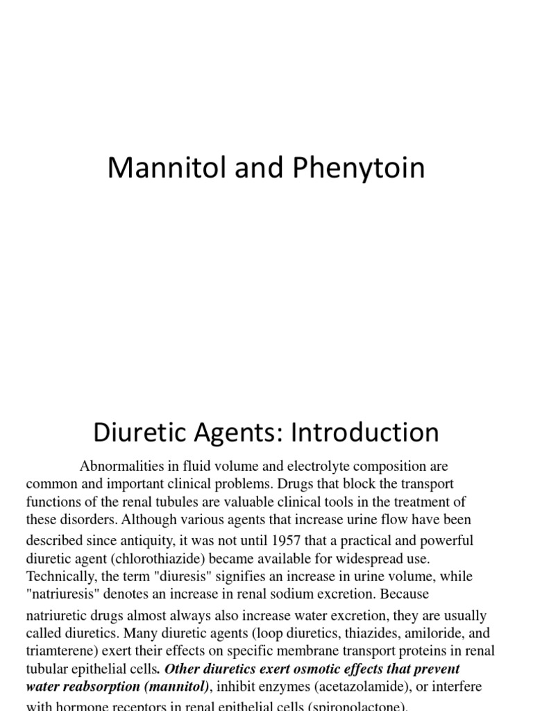 Mannitol: Mechanism and Clinical Use | PDF | Kidney | Pharmacology