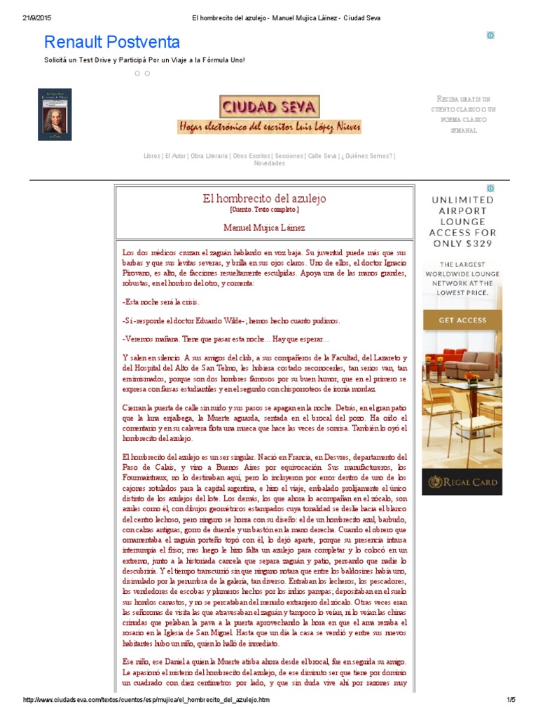 El Hombrecito Del Azulejo Manuel Mujica Láinez Ciudad Seva Pdf