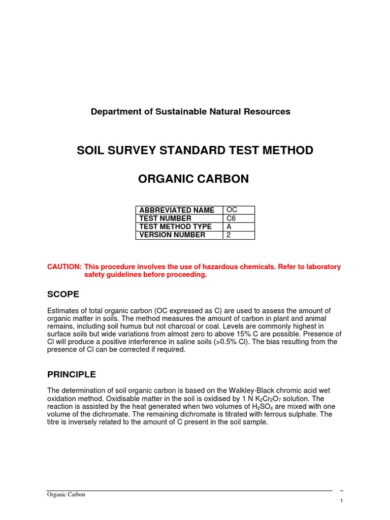 Soil Organic Carbon Testing Guide | PDF | Science & Mathematics ...