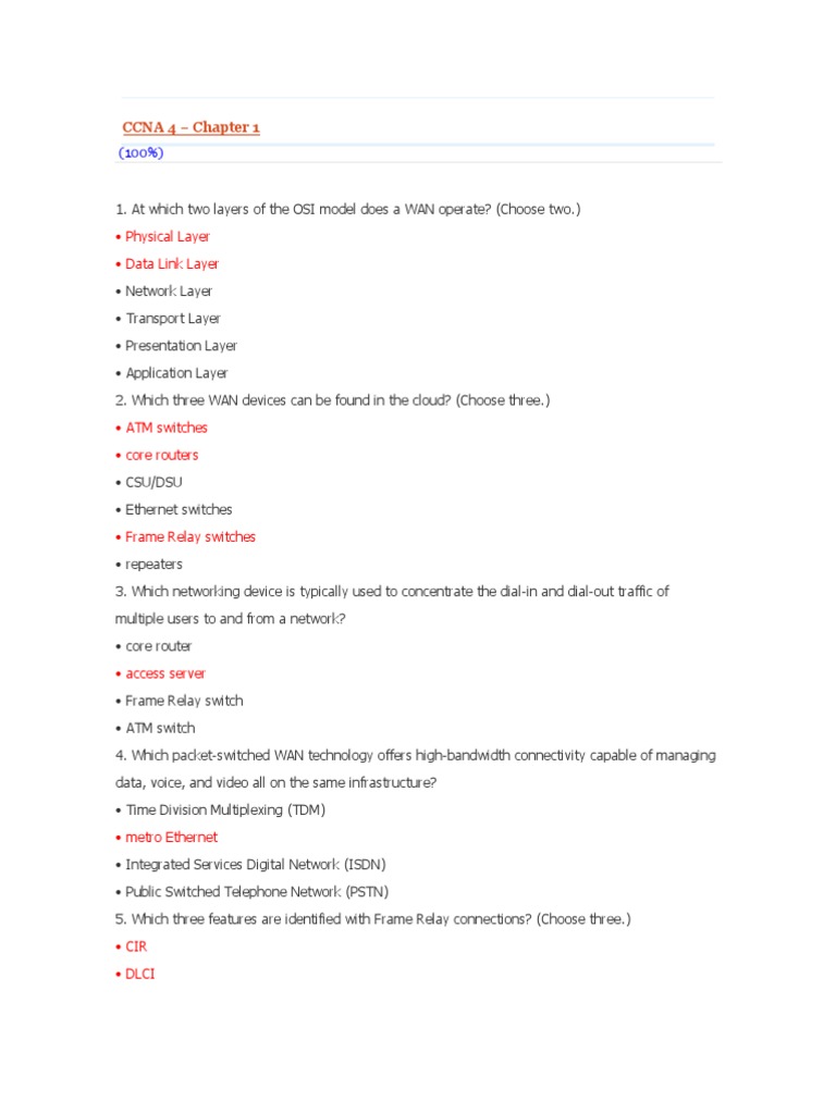 CCNA 4 - Chapter 1: - Physical Layer - Data Link Layer | PDF | Wide ...
