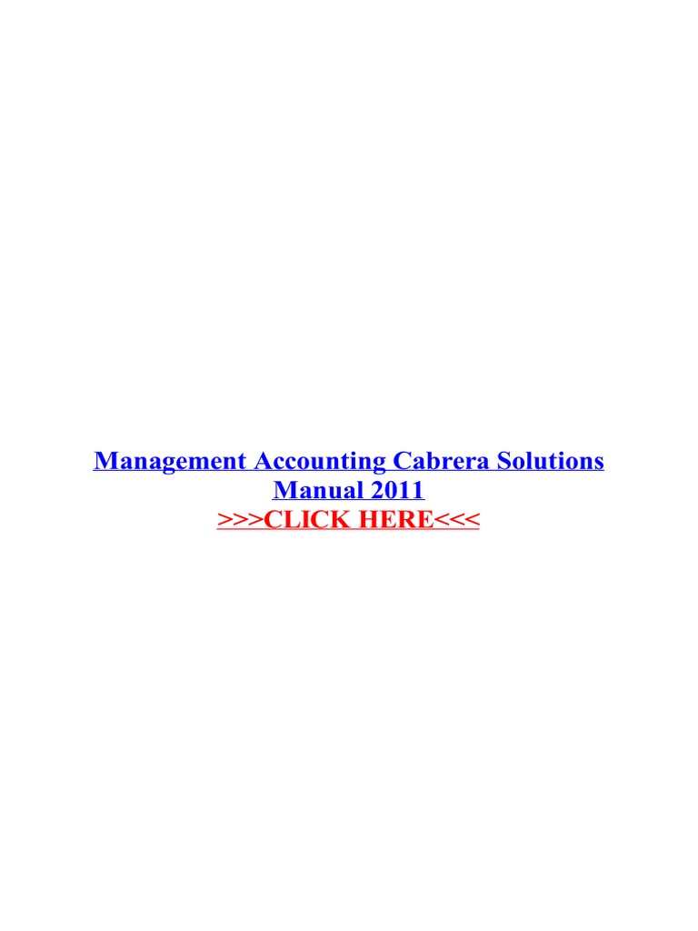 Management Accounting Cabrera Solutions Manual 201 Management Accounting Accounting