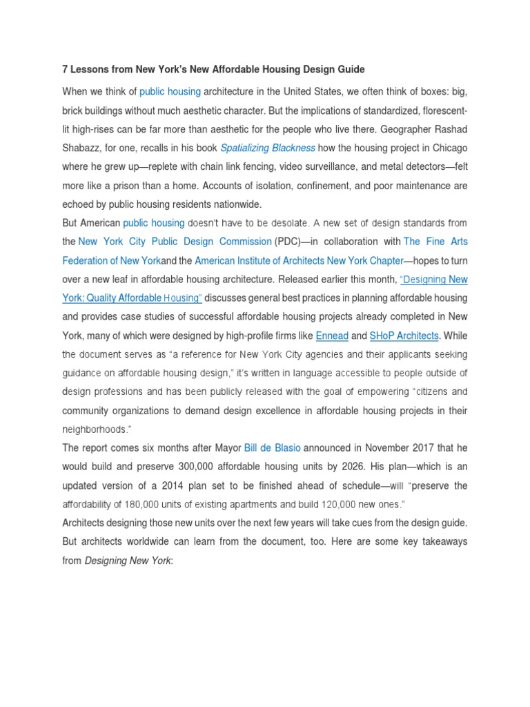 7 Lessons From New York's New Affordable Housing Design Guide | PDF ...