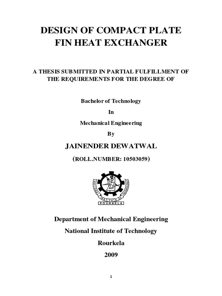 Compact Plate Fin Heat Exchanger Design | PDF