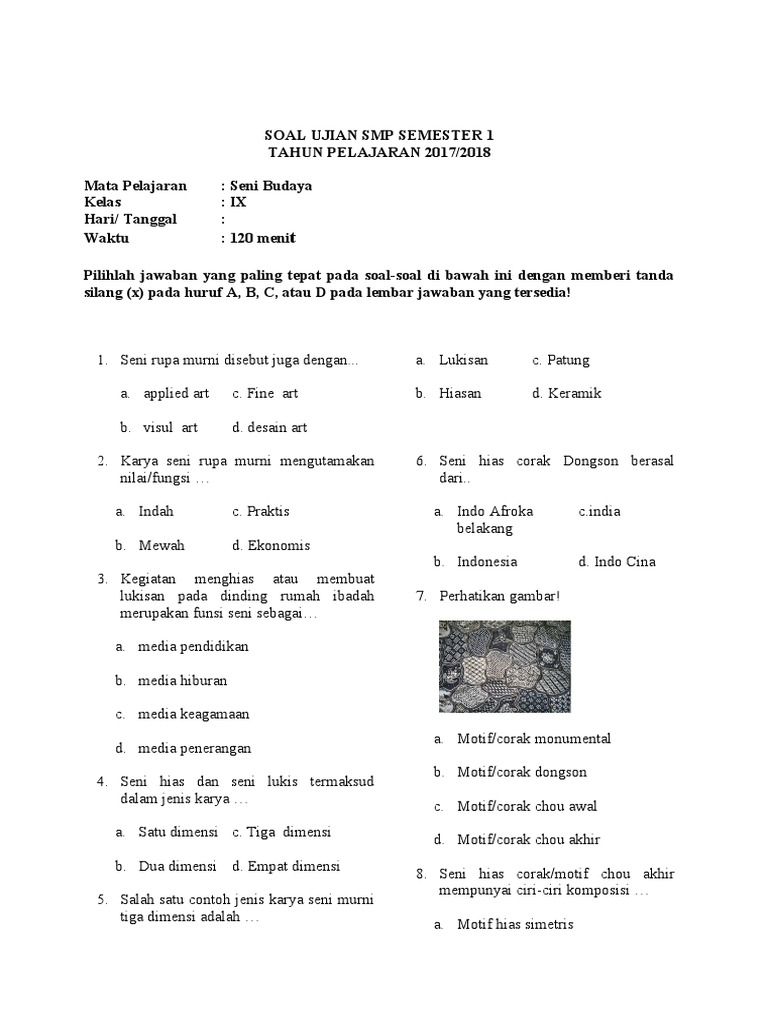 Soal Uas Seni Musik Kelas 9